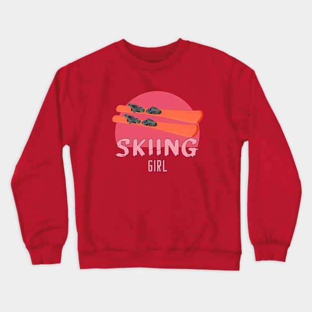 Skiing Girl Crewneck Sweatshirt by DiegoCarvalho